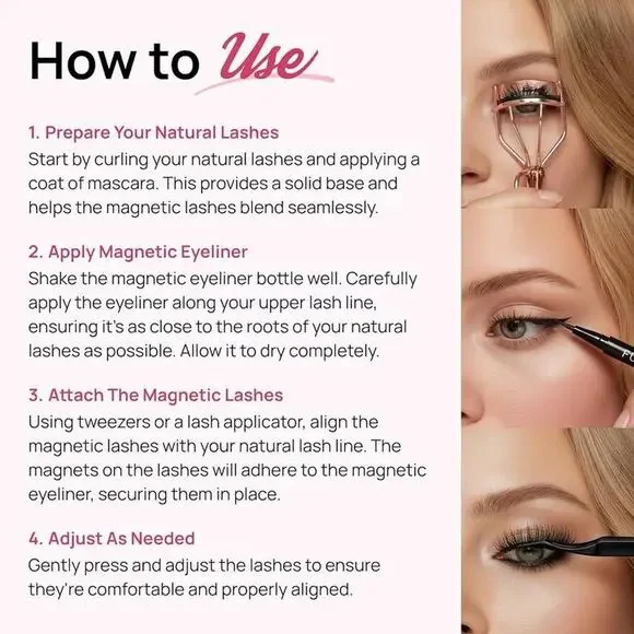 Full Out Glam Magnetic Eyelashes & Eyeliner Kit with Applicator – 3 Lash Sets